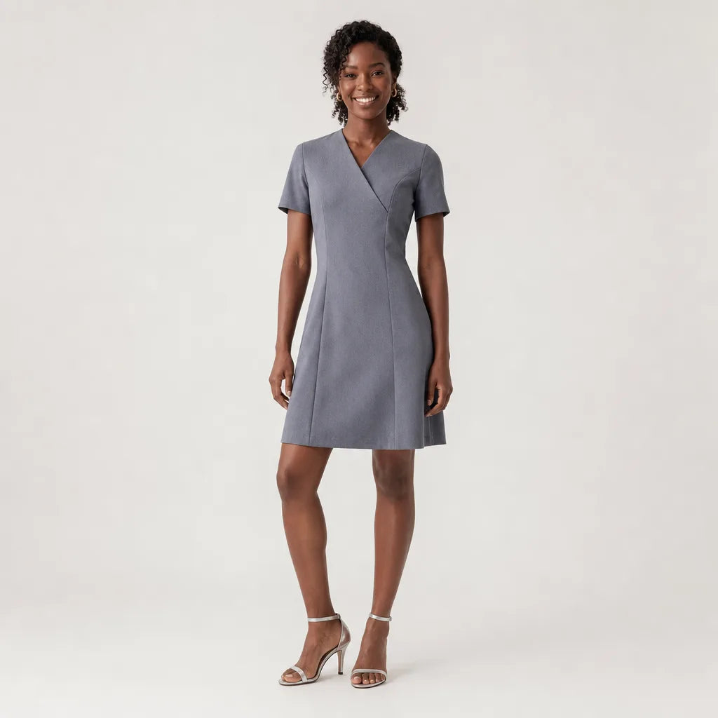 Women's Gray Thatcher Short Sleeve Work Dress