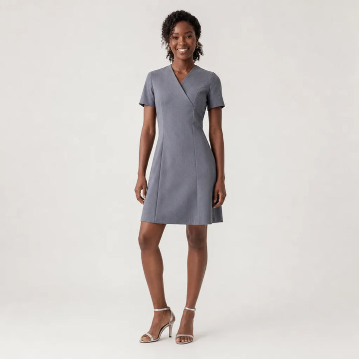 Women's Gray Thatcher Short Sleeve Work Dress