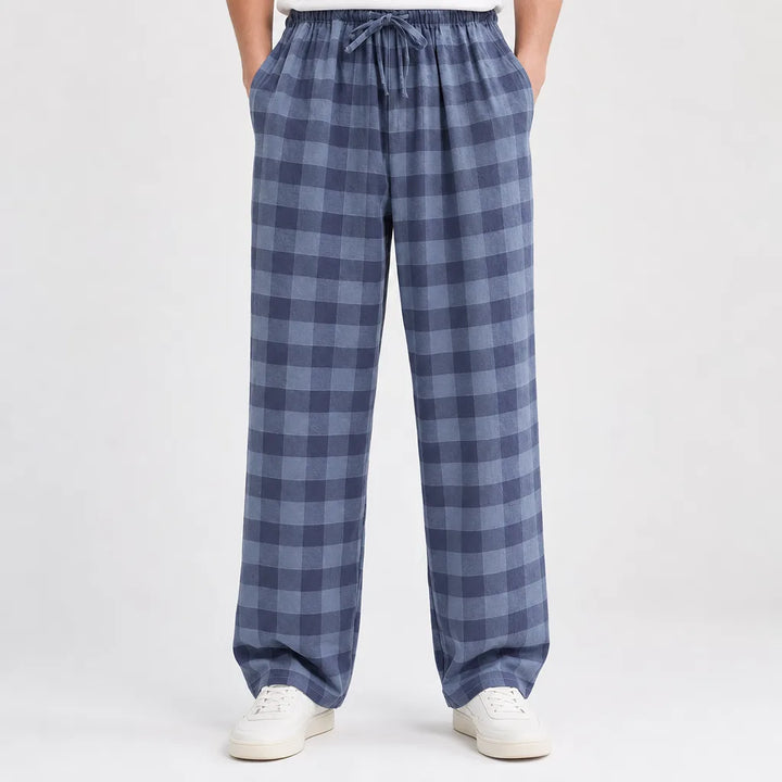 Men's Blue Duffy Cotton Plaid Lounge Pants