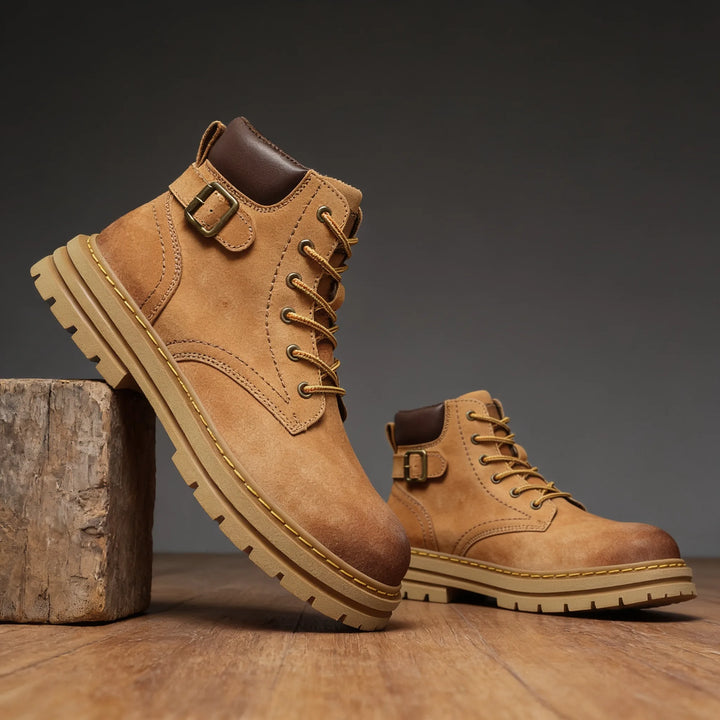 Ambrose Leather Boots - Color:Khaki;Size:39