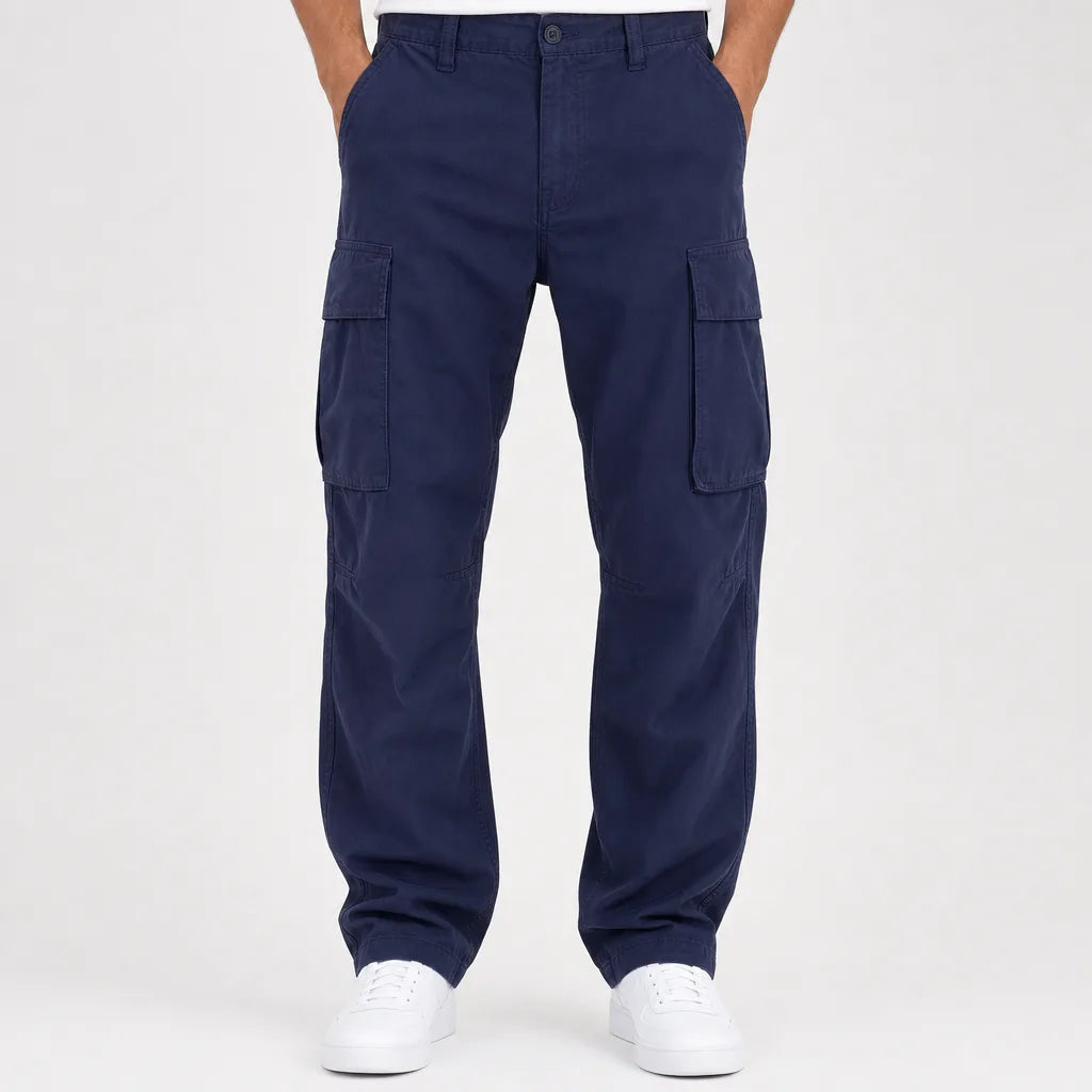 Ambrose | Mens Straight Fit Cargo Pants - Color:Blue;Size:XS