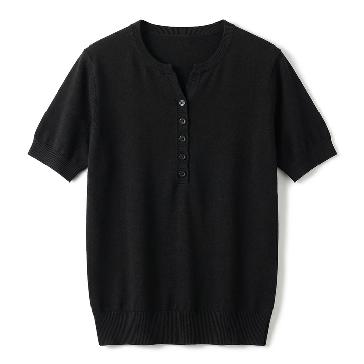 Amelia Cotton Linen Top - Color:Black;Size:XS