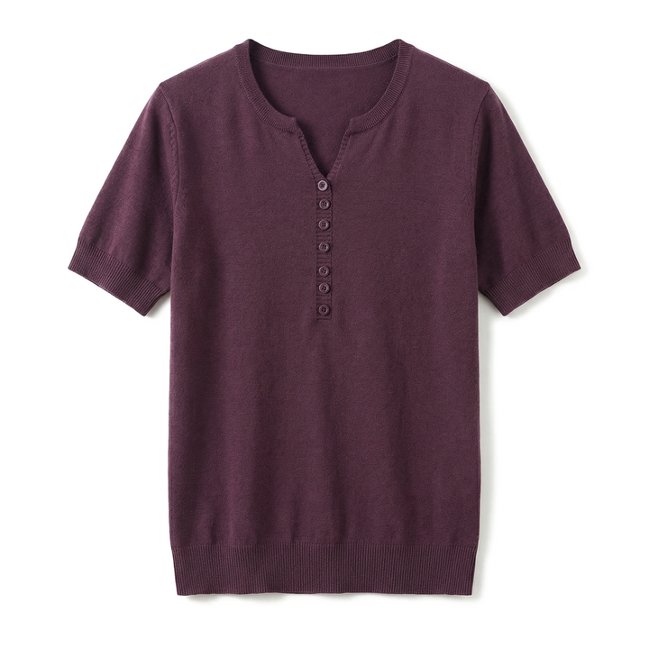 Amelia Cotton Linen Top - Color:Purple;Size:XS