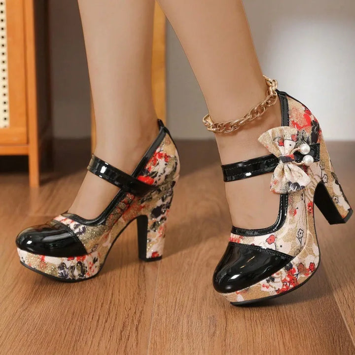 Women's Amelia | Women's Floral Mary Jane Platform Heels