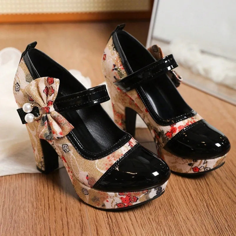 Women's Multicolor Amelia | Women's Floral Mary Jane Platform Heels