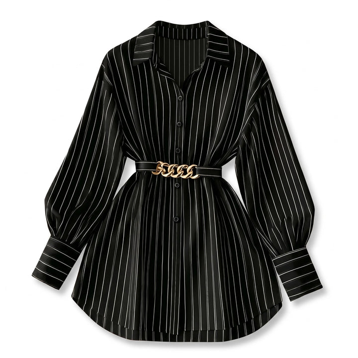 Amelie Belted Lantern Shirt - Color:Black;Size:XS
