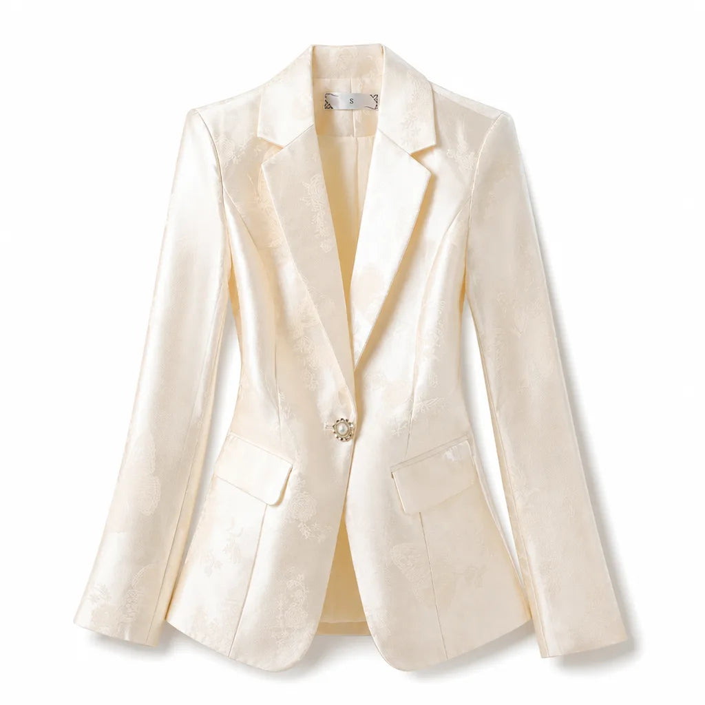 Amie Cropped Blazer - Color:Beige;Size:XS