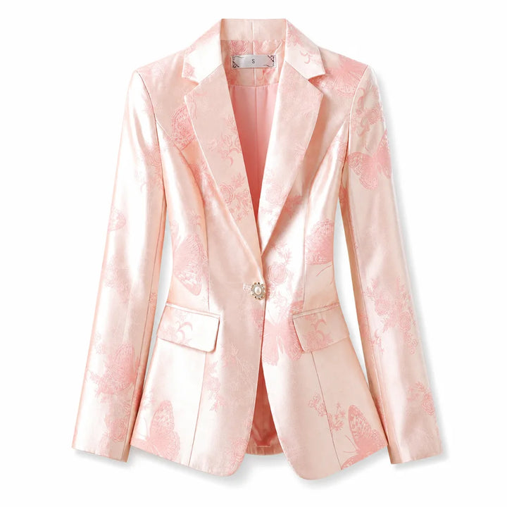 Amie Cropped Blazer - Color:Pink;Size:XS