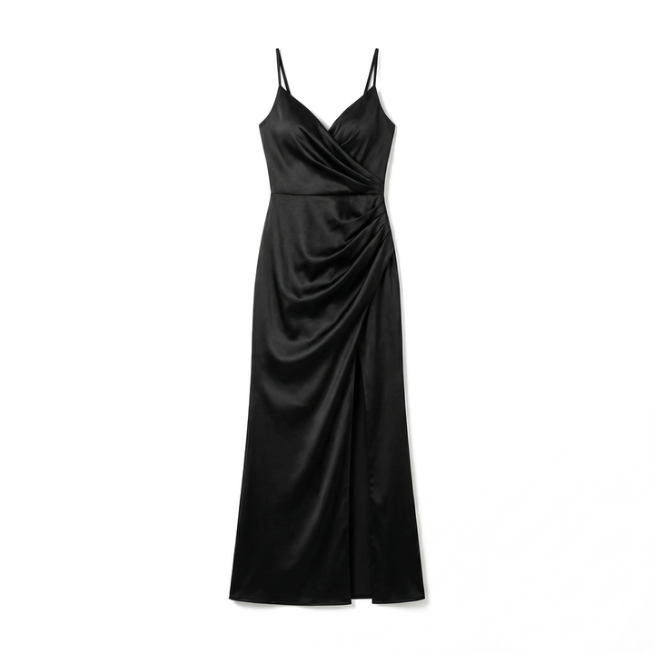 Amirah Ruched Silk Dress - Color:Black;Size:XS