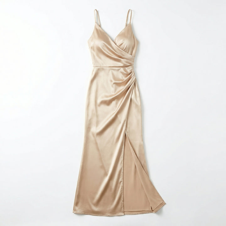 Amirah Ruched Silk Dress - Color:Cream;Size:XS