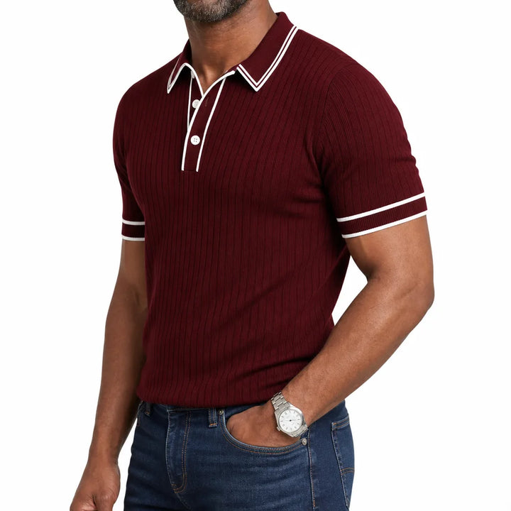 Men's Red Patience Striped Polo Shirt