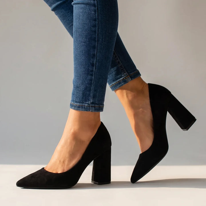 Amy | Women's Orthopedic Block Heels - Color:Black;Size:35