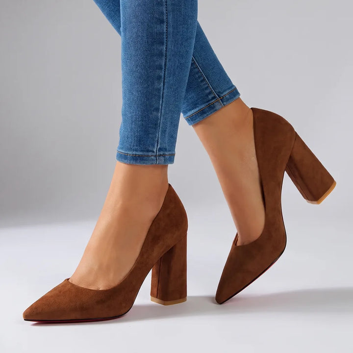Amy | Women's Orthopedic Block Heels - Color:Brown;Size:35