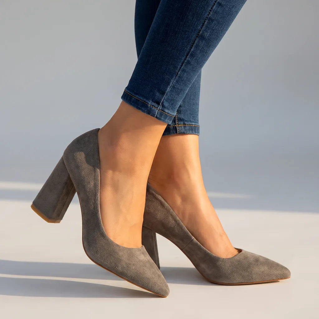 Amy | Women's Orthopedic Block Heels - Color:Gray;Size:35