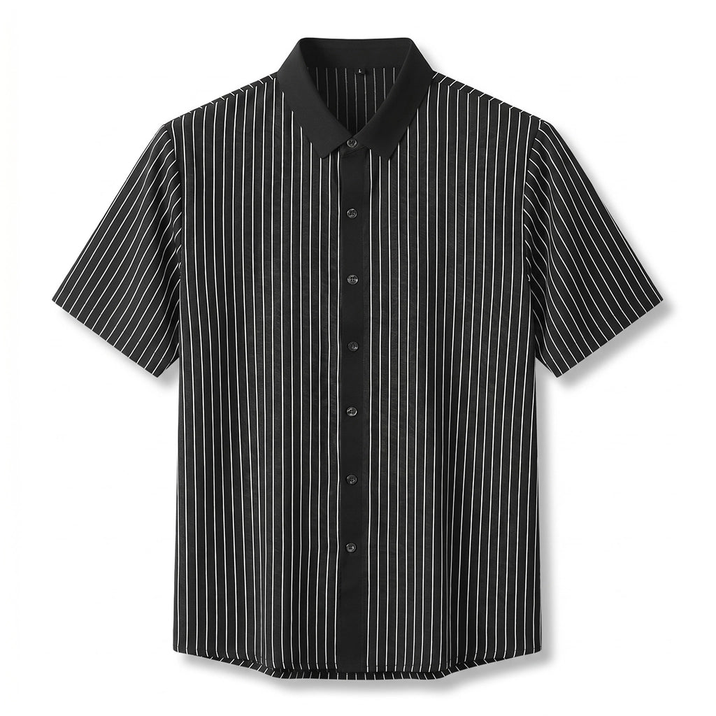 Andrew Striped Short Sleeve Shirt - Color:Black;Size:L