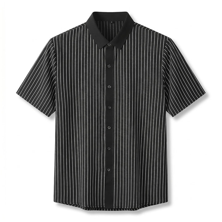 Andrew Striped Short Sleeve Shirt - Color:Black;Size:L