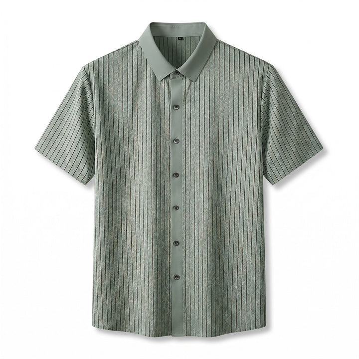 Andrew Striped Short Sleeve Shirt - Color:Green;Size:L