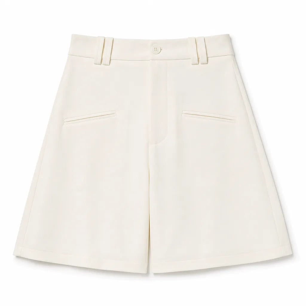 Women's Beige Strickland High-Waist Shorts