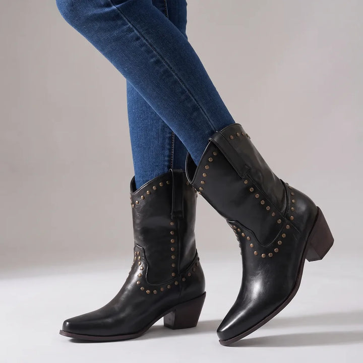 Annabelle | Women's Western Leather Boots - Color:Black;Size:35