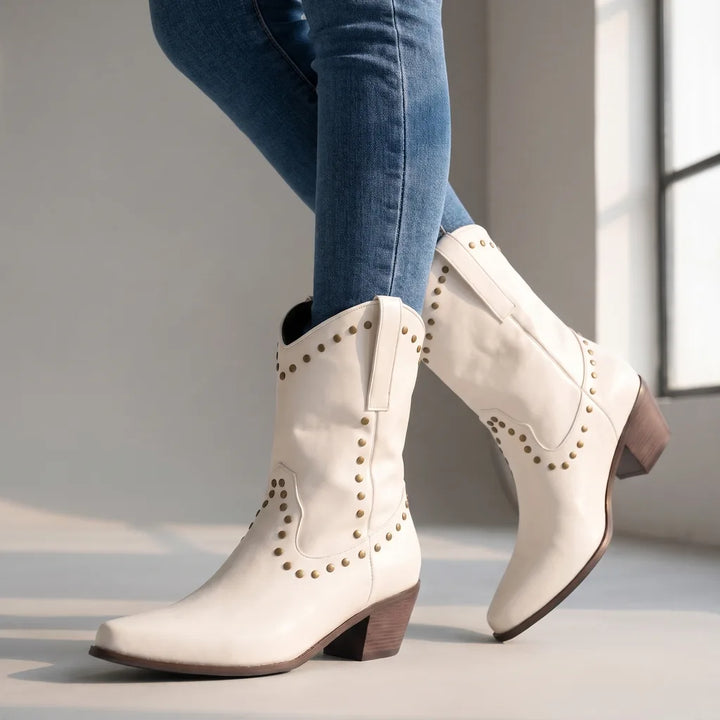 Annabelle | Women's Western Leather Boots - Color:White;Size:35