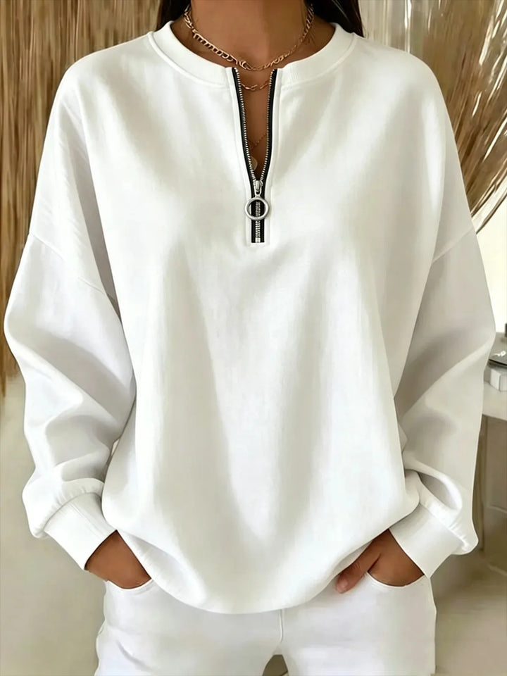 Anne | Women's Quarter-Zip Sweater - Color:White;Size:XS