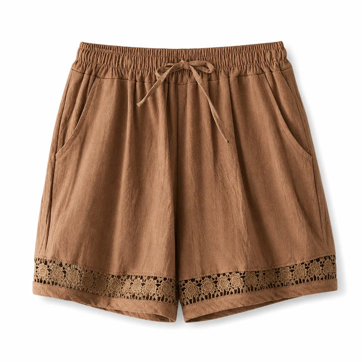 Women's Brown Anneliese Lace Trim Shorts