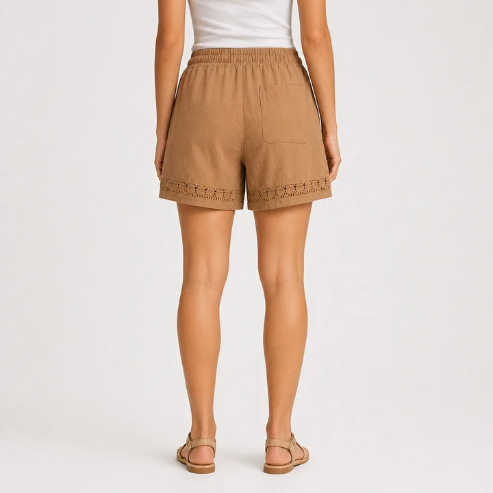 Women's Yellow Anneliese Lace Trim Shorts