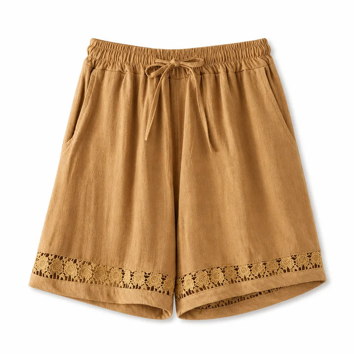 Women's Yellow Anneliese Lace Trim Shorts