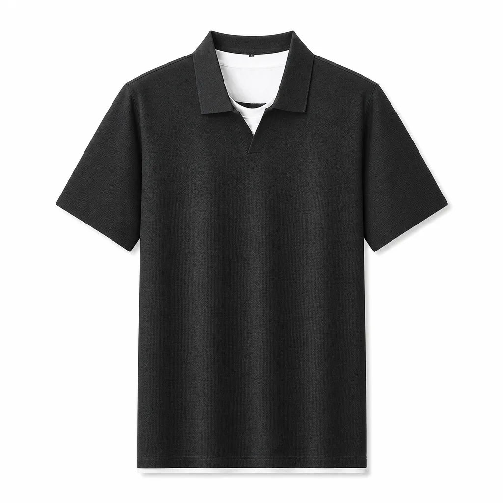 Anton Layered Polo Shirt - Color:Black;Size:L