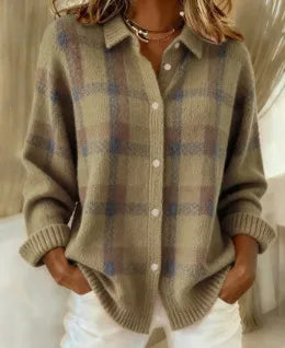 Antonia | Women's Cozy Soft Knit Cardigan - Size:XS;Color:Brown