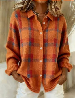 Antonia | Women's Cozy Soft Knit Cardigan - Size:XS;Color:Orange