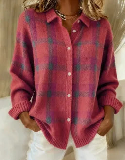 Antonia | Women's Cozy Soft Knit Cardigan - Size:XS;Color:Pink