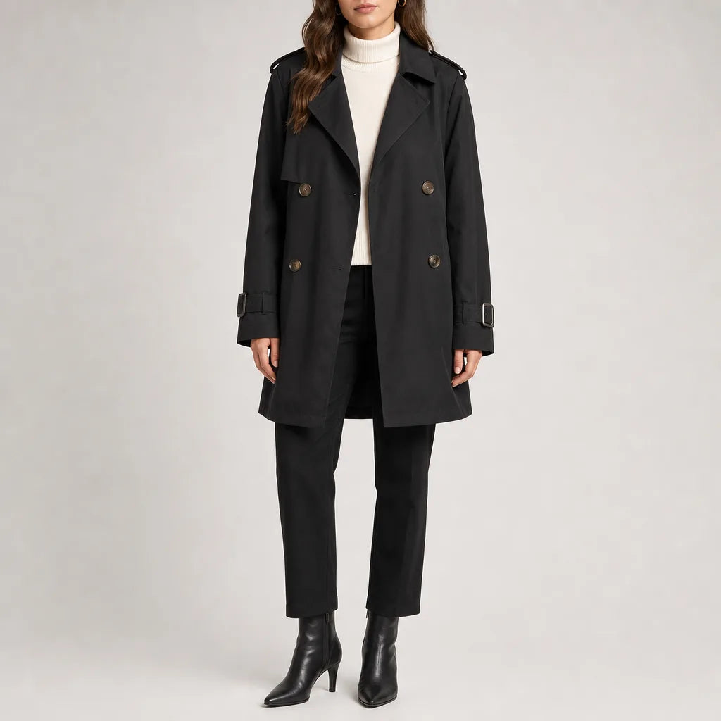 Anya Trench Coat - Color:Black;Size:S