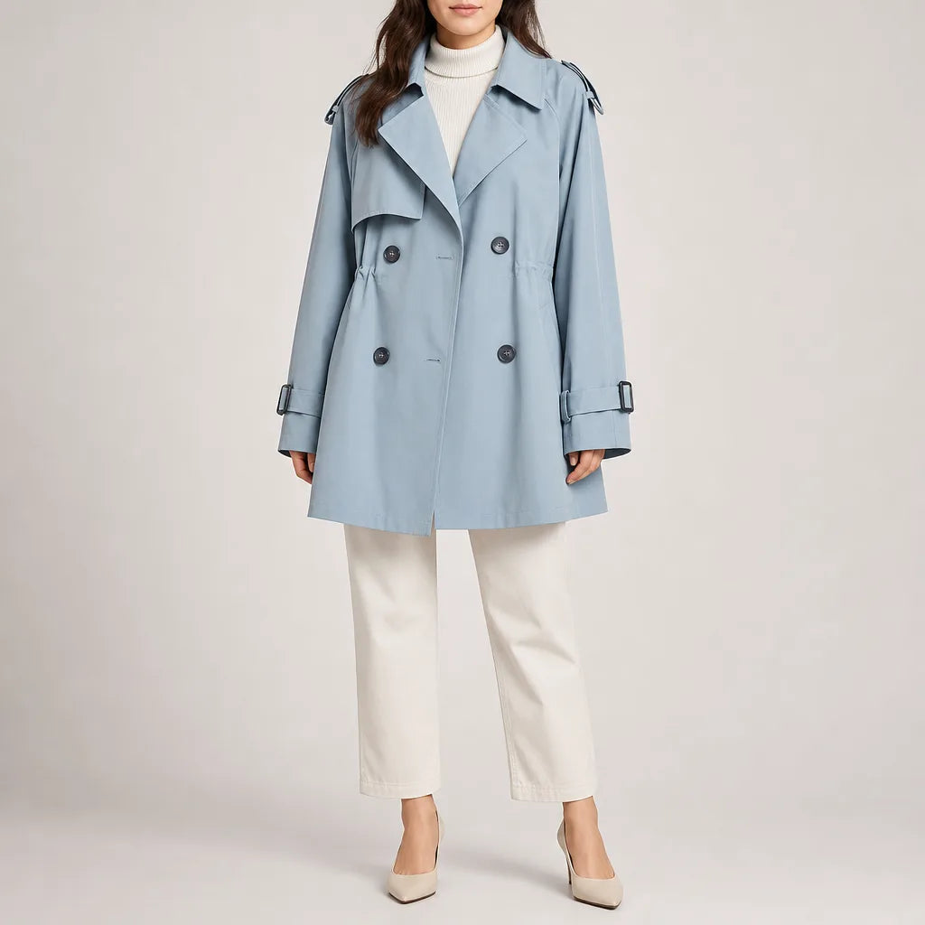 Anya Trench Coat - Color:Blue;Size:S