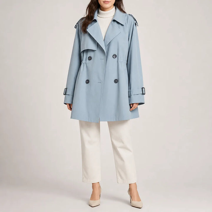 Anya Trench Coat - Color:Blue;Size:S