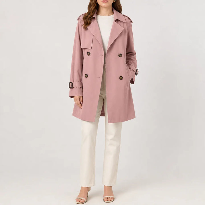 Anya Trench Coat - Color:Coral Pink;Size:S