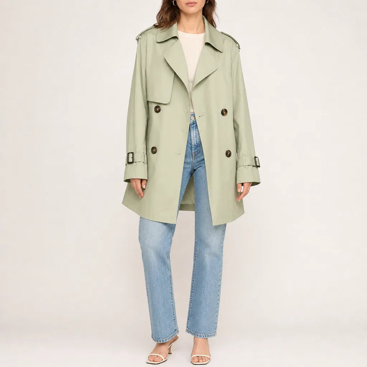 Anya Trench Coat - Color:Green;Size:S