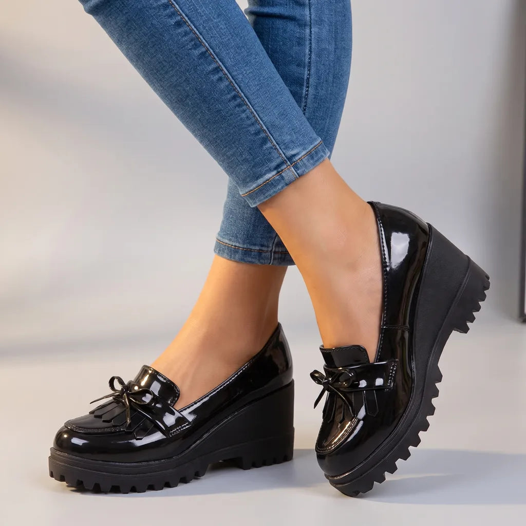 Anya | Women's Orthopedic Platform Loafers - Color:Black;Size:35