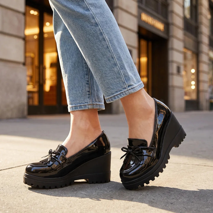 Women's Black Orion Tassel Wedge Pumps