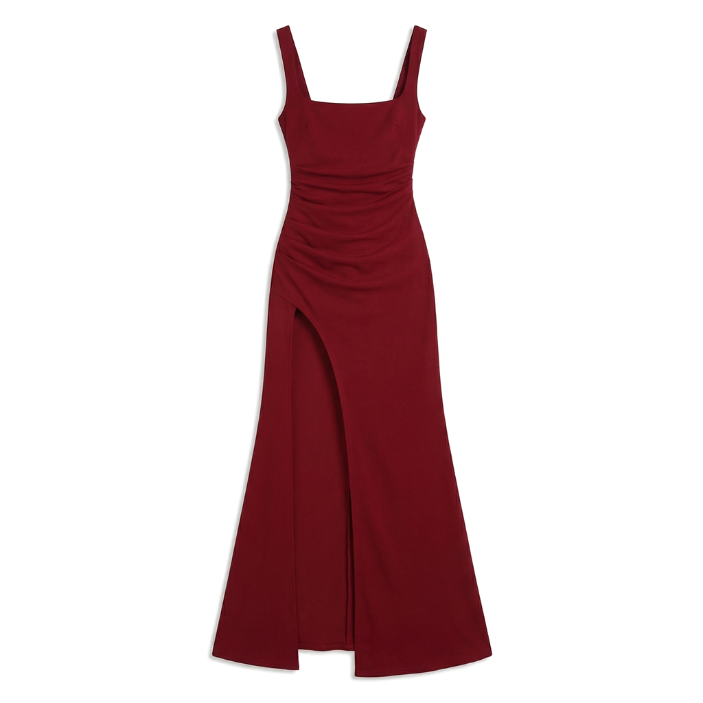 Arabella Backless Maxi - Color:Wine Red;Size:XXS