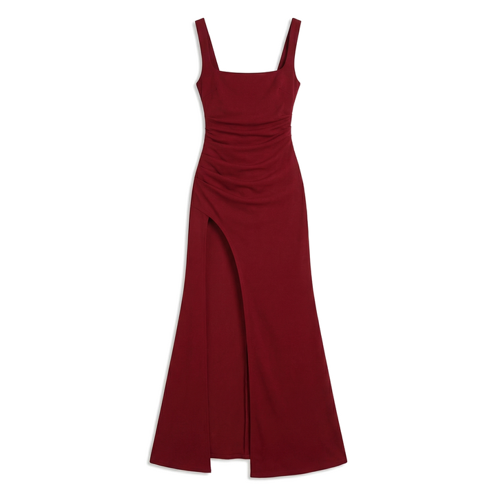 Arabella Backless Maxi - Color:Wine Red;Size:XXS