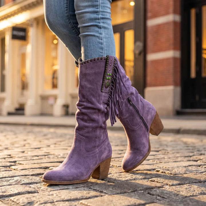 Women's Purple Whalen Fringe Tall Boots
