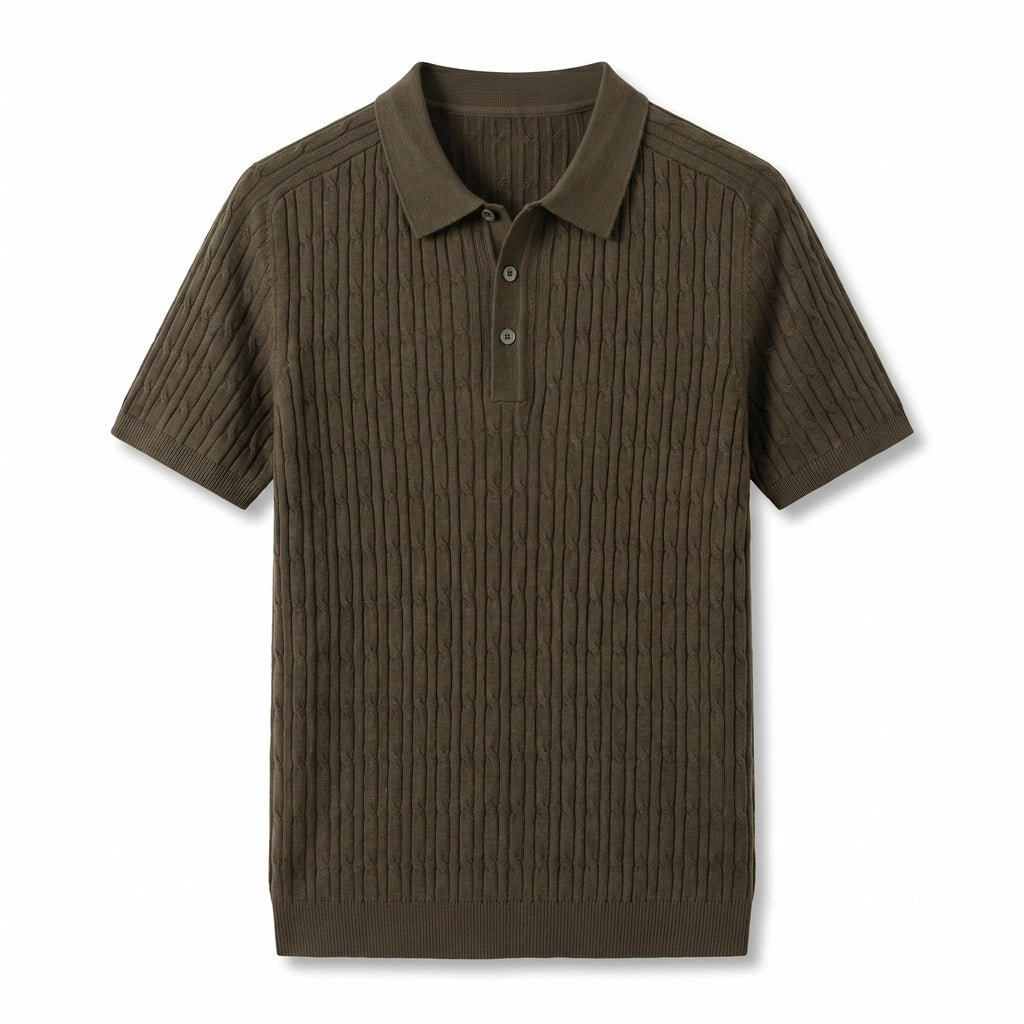 Archie Soft Knit Polo - Color:Earth Brown;Size:S