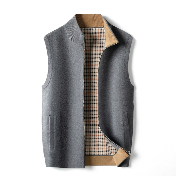 Arden Wool Blend Zip Vest - Color:Medium Grey;Size:S