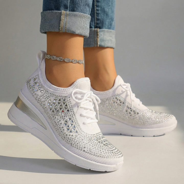 Aria Crystal Knit Sneakers - Color:White;Size:36