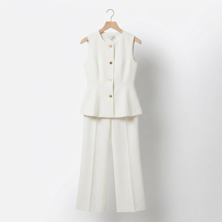 Aria Vance Tailored Set - Color:White Vest + Trousers Set;Size:XS