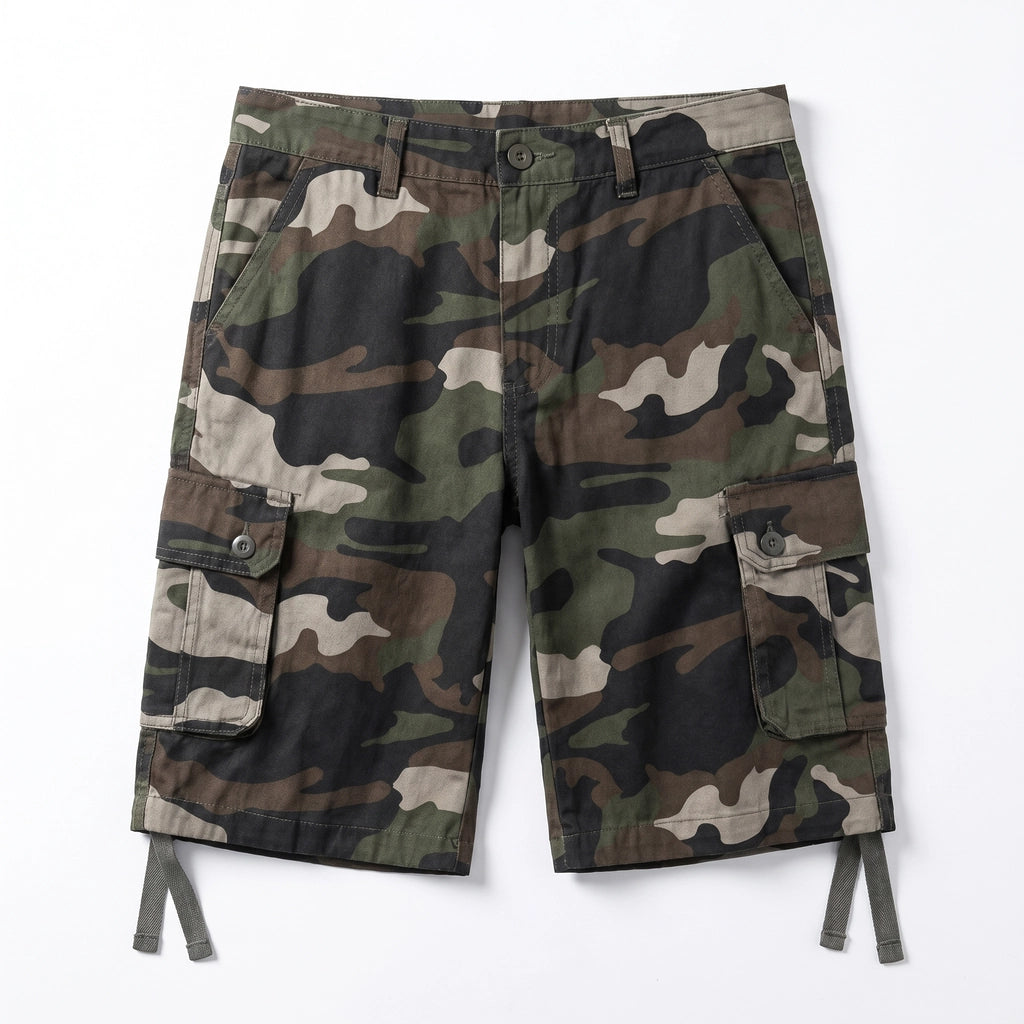 Stevie Camo Cargo Shorts - Color:Army Green Camo;Size:29