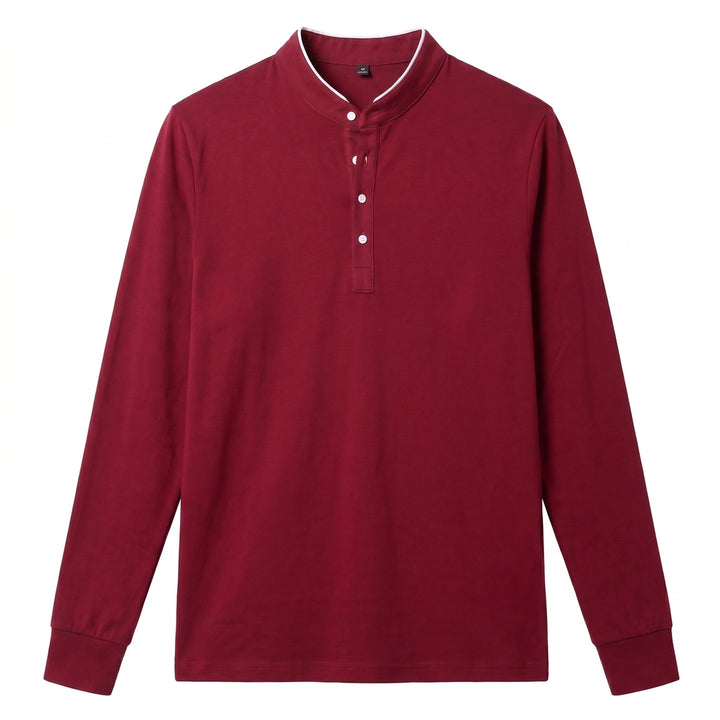 Arthur Mock-Neck Top - Color:Wine Red;Size:S