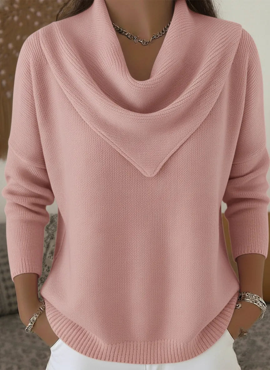 Ashleigh |  Women's Cowl Neck Sweater  - Color:Pink;Size:XS