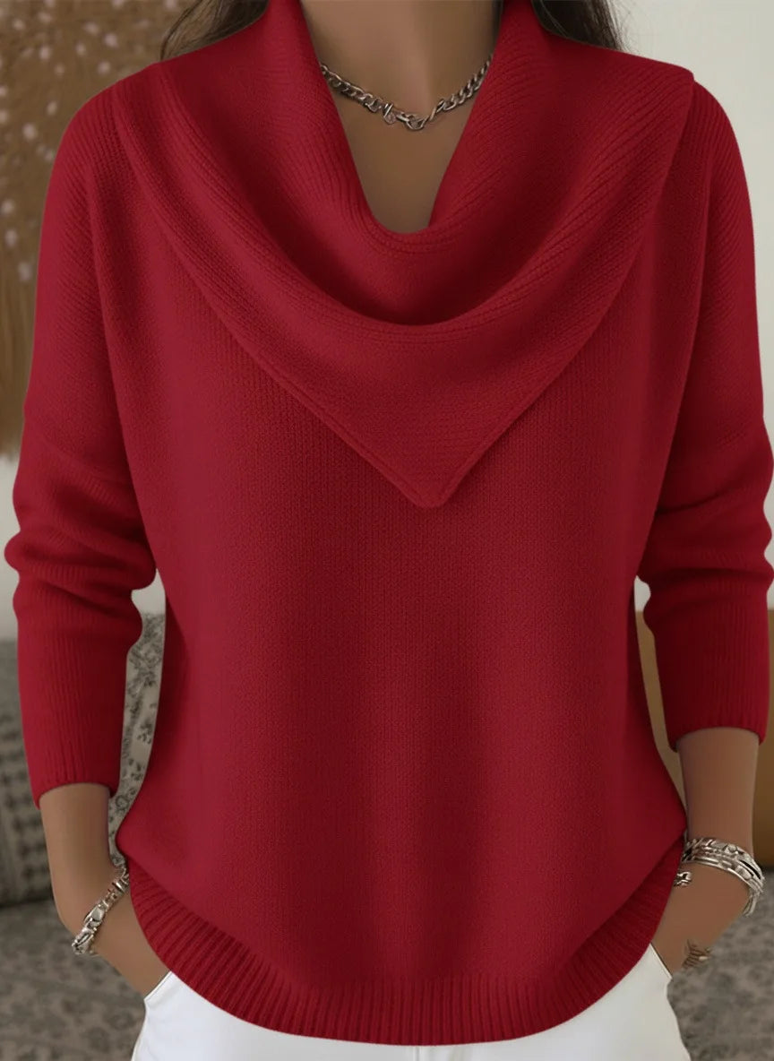 Ashleigh |  Women's Cowl Neck Sweater  - Color:Red;Size:XS
